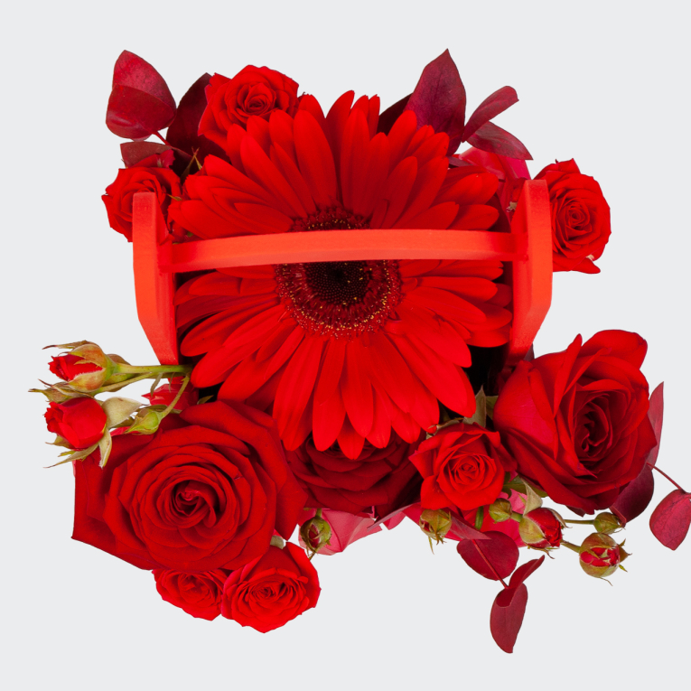 Композиция в ящике Алый знак