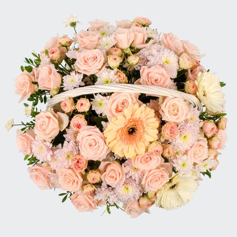 Букет в корзине Нежная пастель