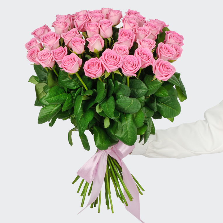 Букет 45 роз Розовая звезда