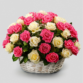 Букет в корзине Нежное настроение, 51 роза