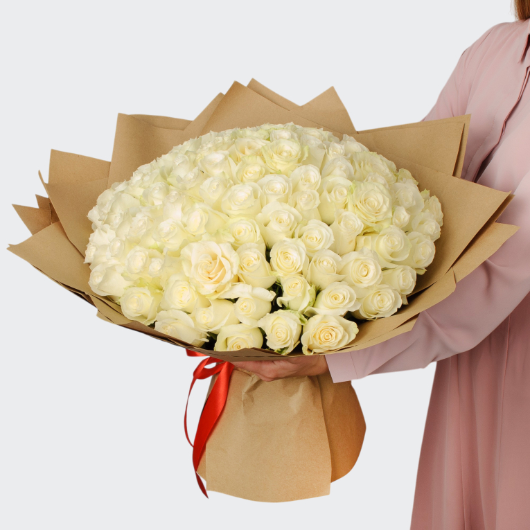 Букет из 101 белой розы Аляска