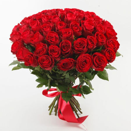 Букет из 51 розы Страстный поцелуй + Десерт в ПОДАРОК!