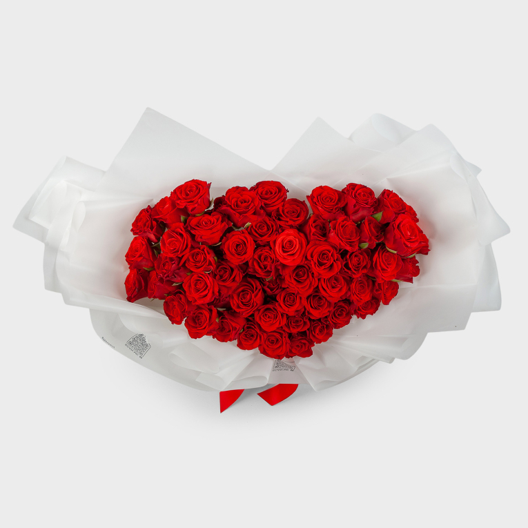 Букет из 55 роз Огонь сердец