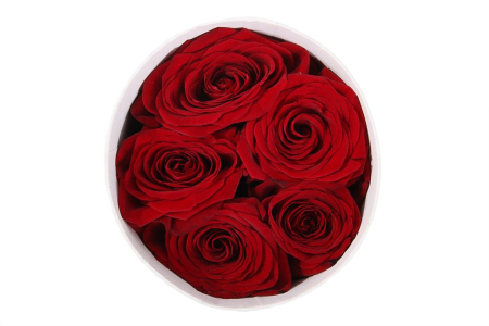 Букет 5 роз в шляпной коробке