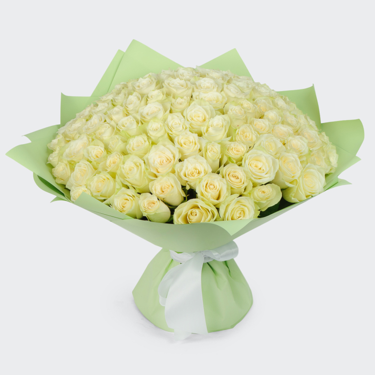 Букет из 101 розы Жемчужное ожерелье