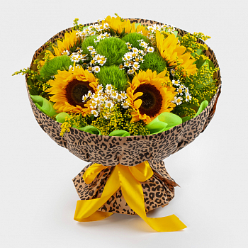Букет с подсолнухами Солнечный луг