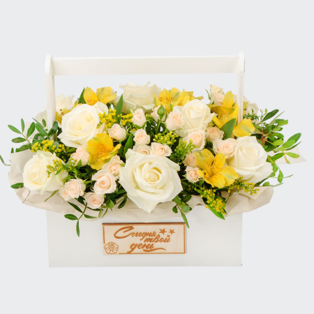 Букет в ящике Крем