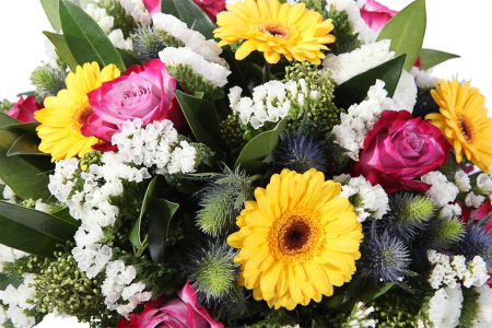 Букет Солнечная долина в кашпо