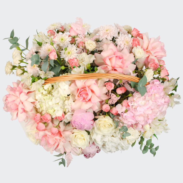 Букет в корзине Розовый луг