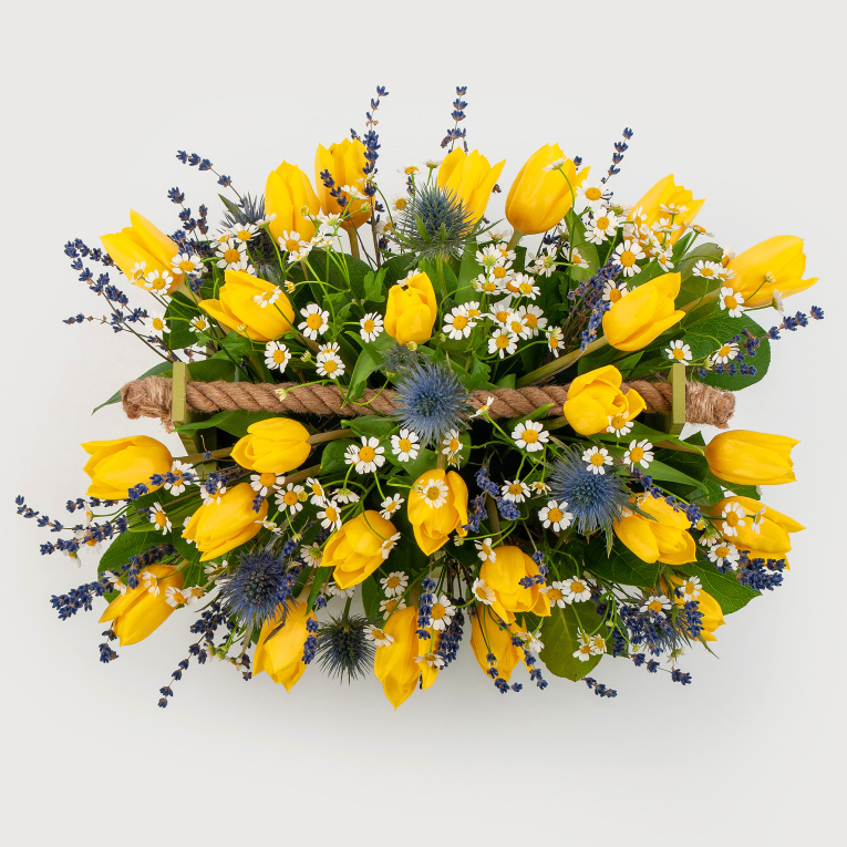 Букет в кашпо Солнечная история