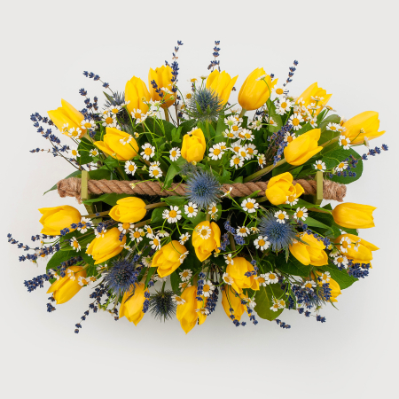 Букет в кашпо Солнечная история