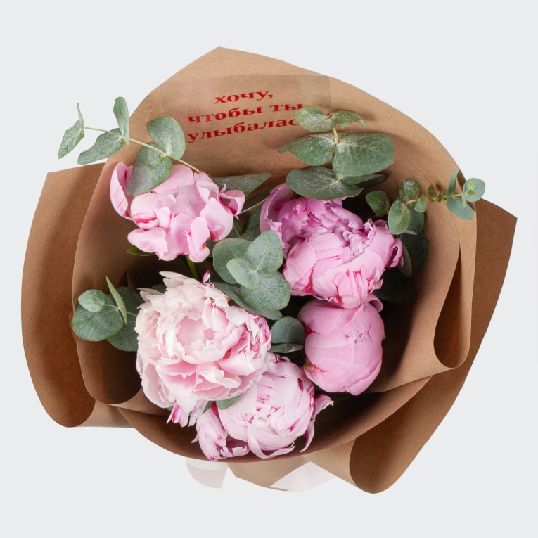 Букет из 5 пионов Розовое лето