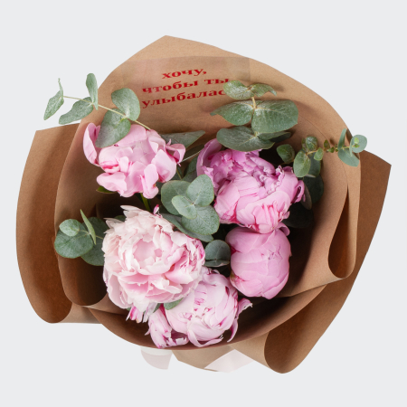Букет из 5 пионов Розовое лето