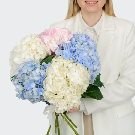 Букет 5 гортензий Цветочные облака