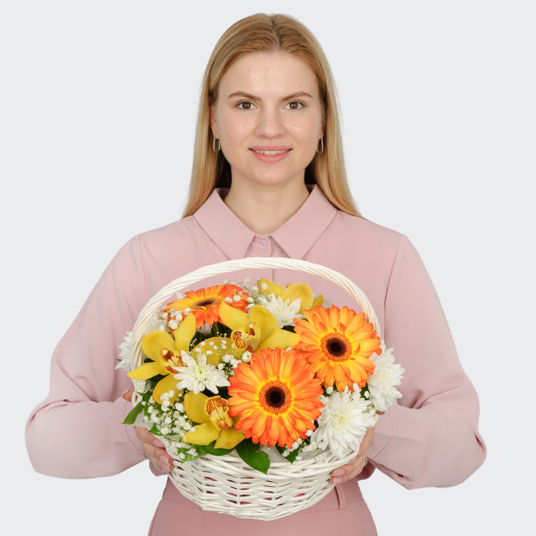 Букет в корзине Тропический коктейль