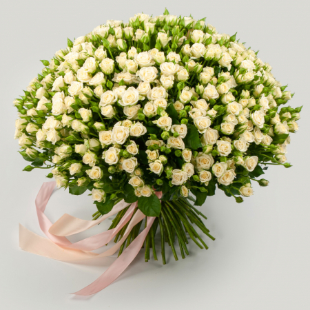 Букет 101 кустовая роза Сноуфлейк