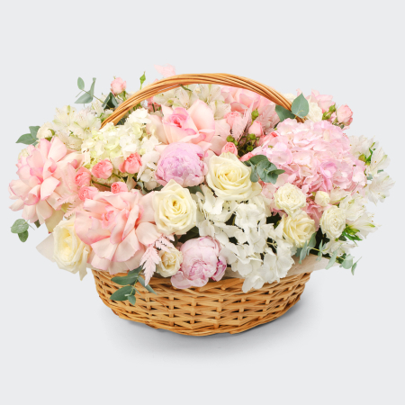Букет в корзине Розовый луг