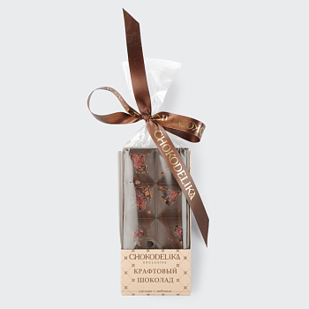 Шоколад темный Крафтовый микс с какао-бобами и клюквой в полукоробке (50г)