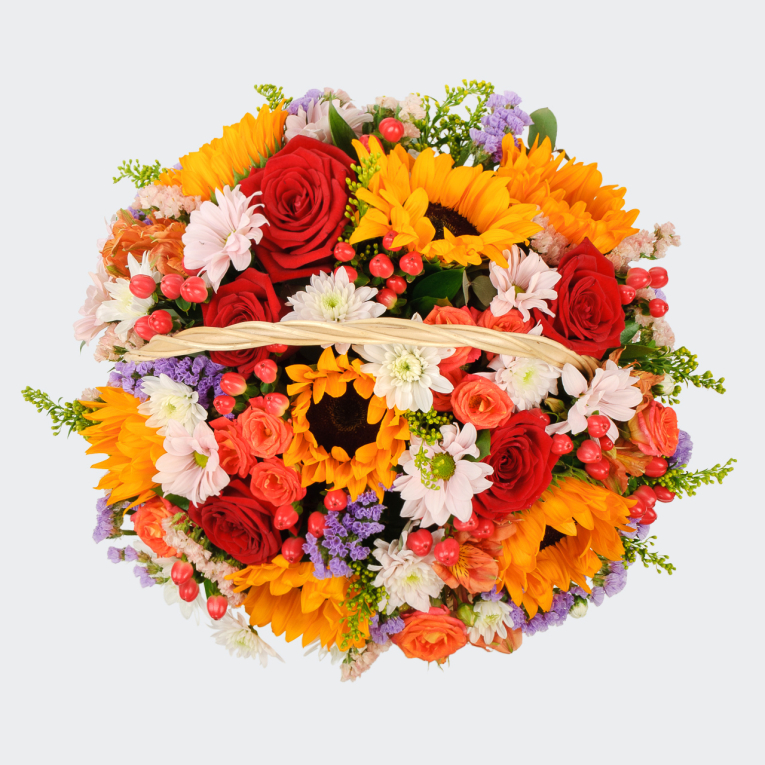 Букет в корзине Солнечная поляна