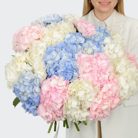 Букет 19 гортензий Цветочные облака