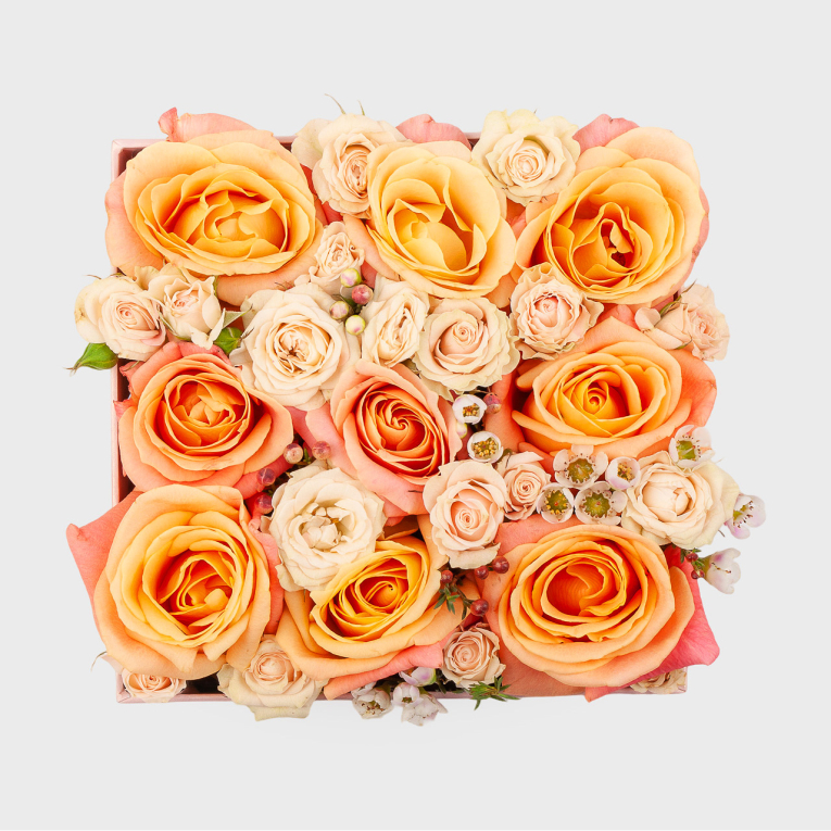 Розы в коробке Персиковая мечта