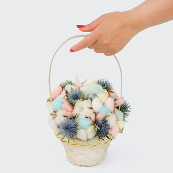 Букет в корзине Добрый ежик