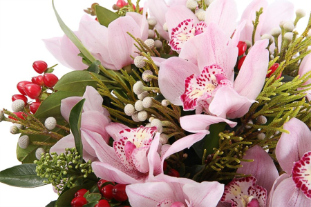 Букет с орхидеями Звездная ночь коробке