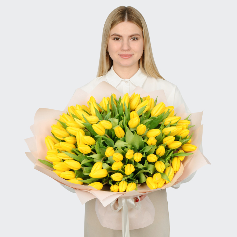 Букет 101 желтый тюльпан