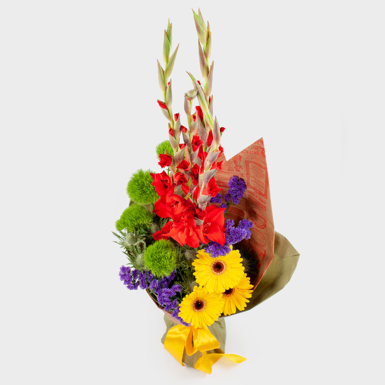 Букет с гладиолусами Радужный час