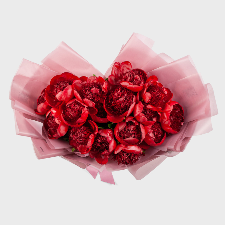 Букет из 15 пионов Страстное желание