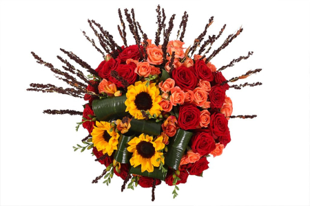 Букет с подсолнухами Рождение звезды в шляпной коробке