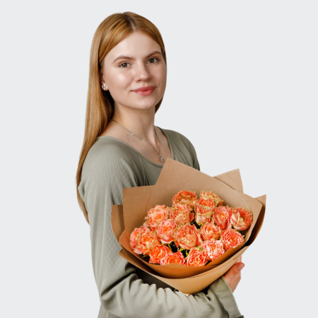 Букет из 19 роз Персиковый джаз