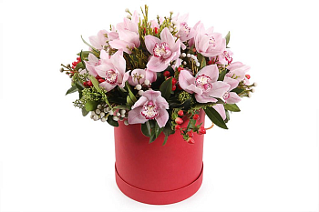 Букет с орхидеями Звездная ночь коробке