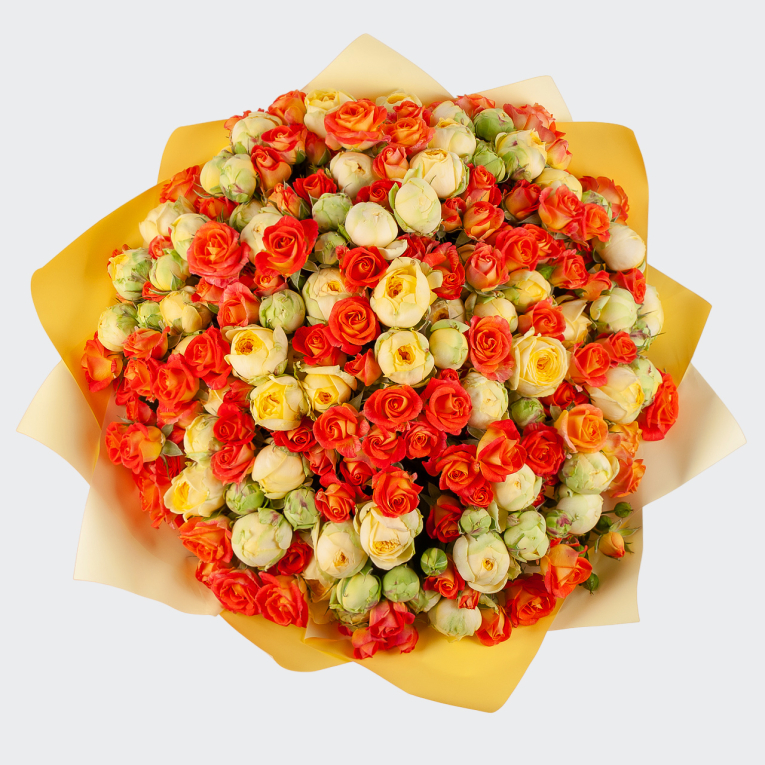 Букет из 51 розы Цитрус и крем