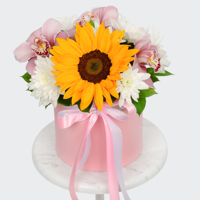 Букет в коробке Солнечная симфония