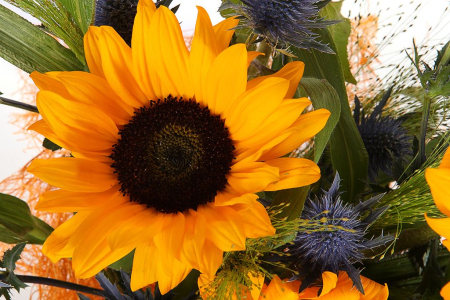 Букет с подсолнухами Лето красное