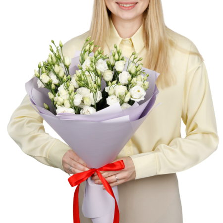 Букет белой эустомы Снежная фея