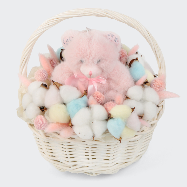 Букет в корзине Розовые грезы