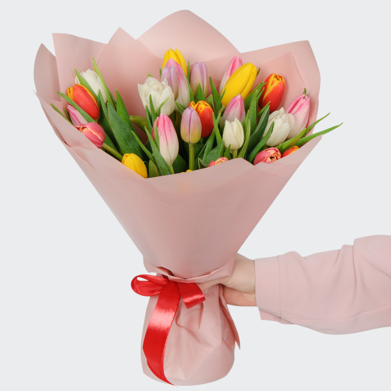 Букет 25 тюльпанов микс