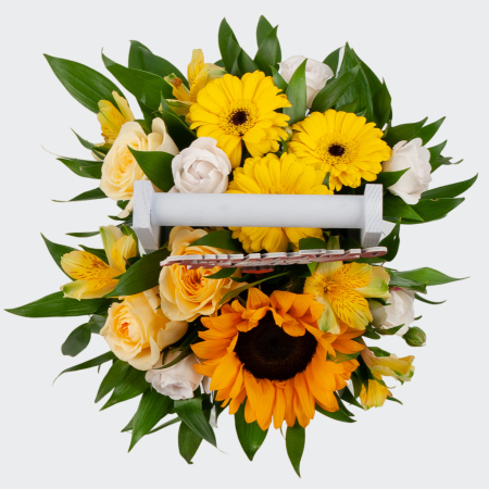 Букет в кашпо Солнце любви