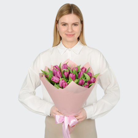 Букет из 25 тюльпанов Весенняя дымка