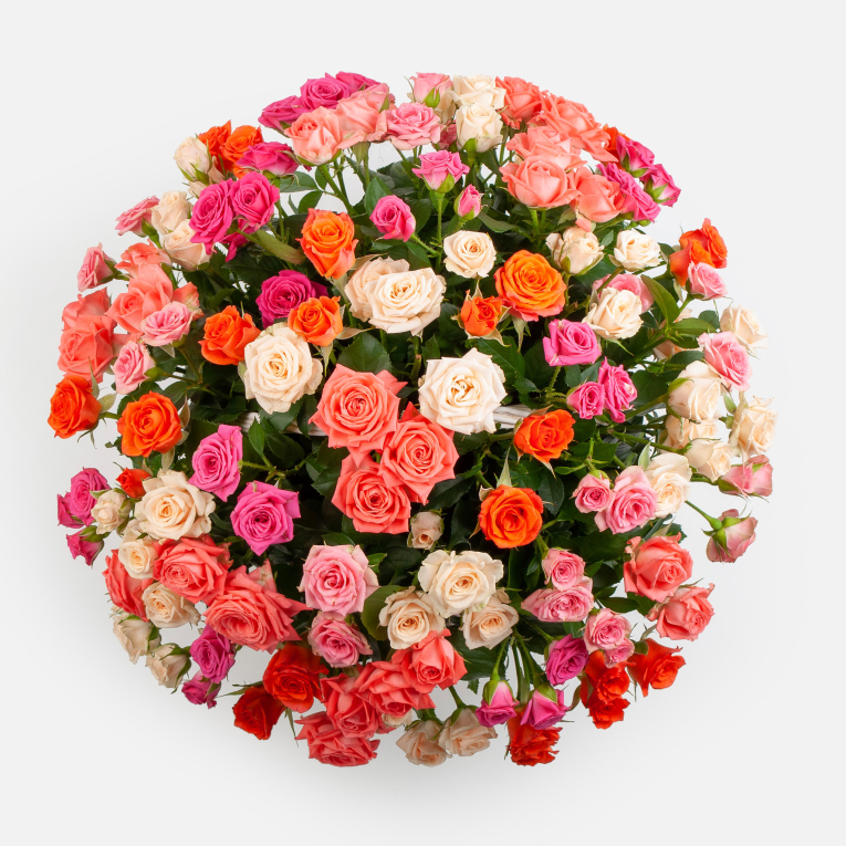 Букет из 51 розы в корзине Первый поцелуй