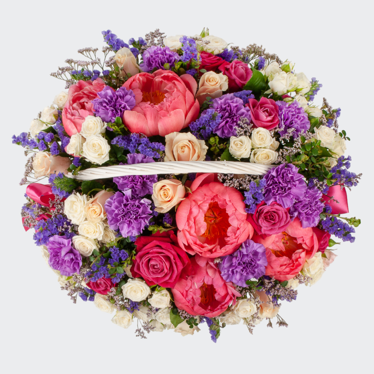 Букет в корзине По волнам любви