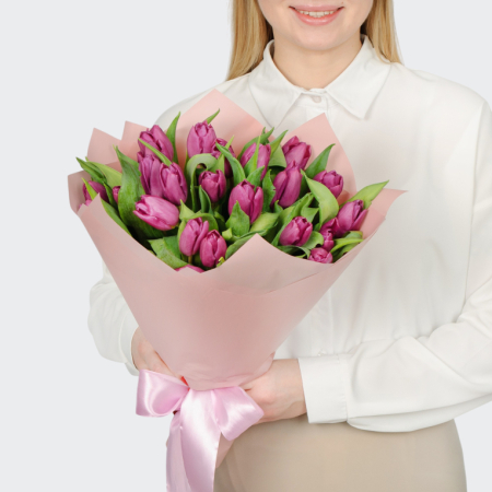 Букет из 25 тюльпанов Весенняя дымка