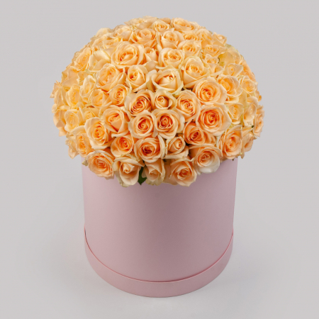 Букет в розовой коробке Утренняя соната (101 роза)