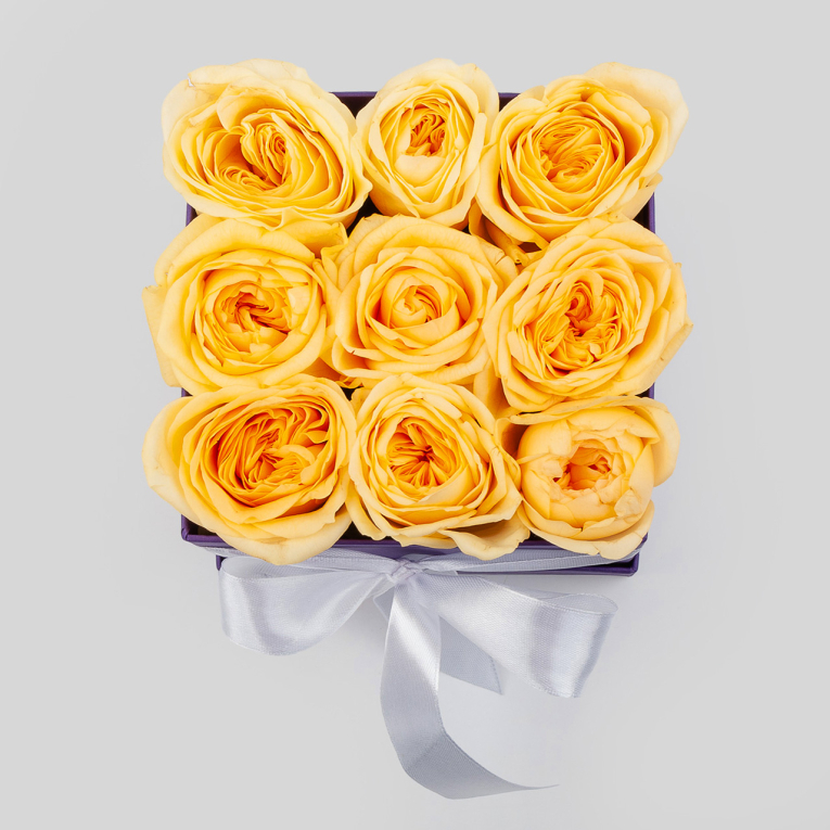 Розы в коробке Лимонная любовь