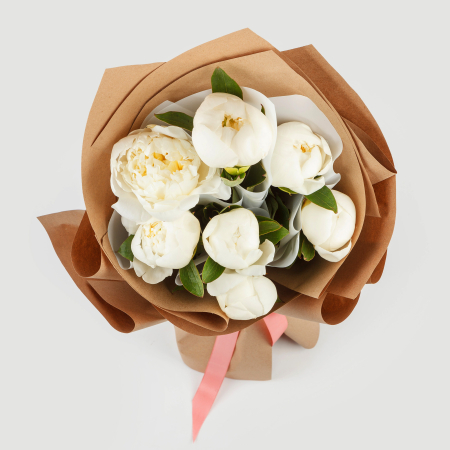 Букет из 7 пионов Улыбка ангела