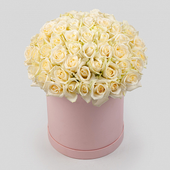 Букет в розовой коробке Первая нежность (51 роза)