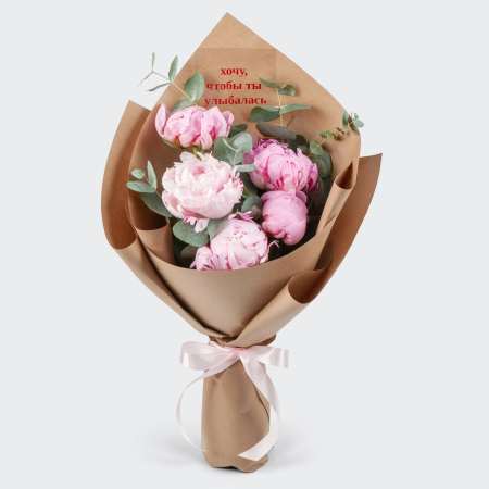 Букет из 5 пионов Розовое лето