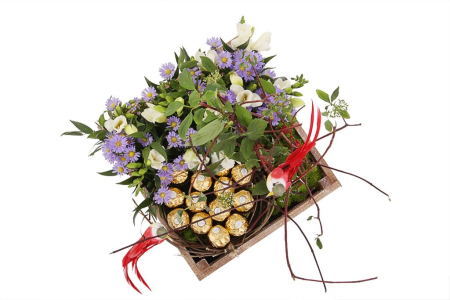 Букет Птичий дворик в кашпо